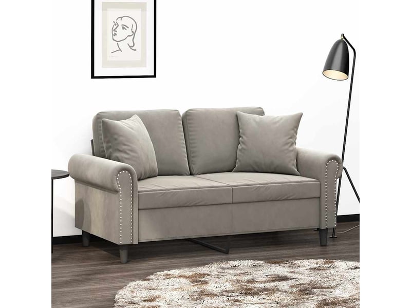  Lot de 2 coussins décoratifs gris clair 40x40 cm velours cf60865  - Conforama B
