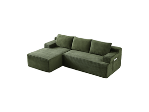 Canapé d'angle compressé gauche fixe <strong>MODFU</strong> <strong></strong> 4 places Velours côtelé Vert
