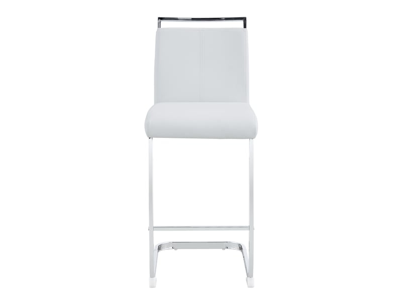  Lot de 2 tabourets de bar scandinaves blancs en simili-cuir, pieds métal argenté - hauteur 96,5 cm, cuisinerestaurant  - Conforama A