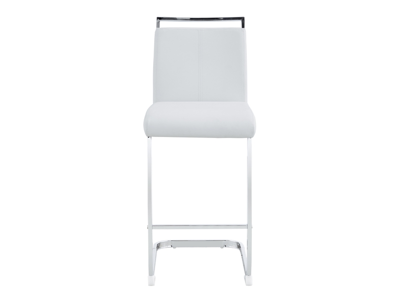  Lot de 2 tabourets de bar scandinaves blancs en simili-cuir, pieds métal argenté - hauteur 96,5 cm, cuisinerestaurant  - Conforama A
