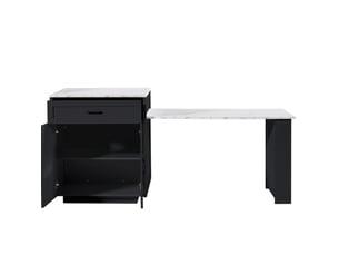 Îlot de cuisine extensible 133x70x93,5 cm avec rangement mdf noir