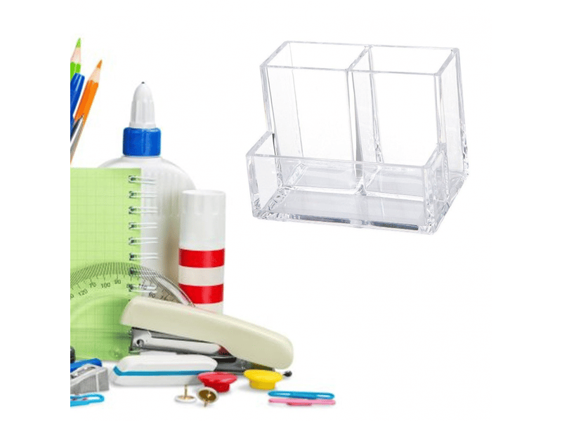  Pot à stylos en acrylique transparent, 3 compartiments, grande capacité, organiseur de rangement de bureau pour étudiants,  - Conforama C