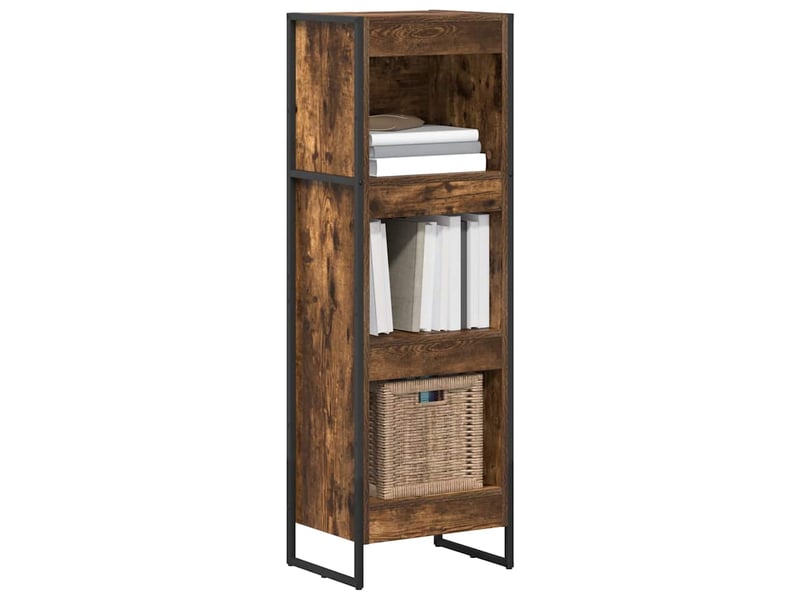  Bibliothèque, armoire à livres 40 x 30 x 121 cm bois d'ingénierie chêne fumé  - Conforama C