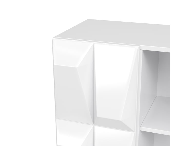  Vitrine et meuble à chaussures 90,5 x 34 x 135,5 cm – blanc – 12 compartiments et 4 portes relief  - Conforama E