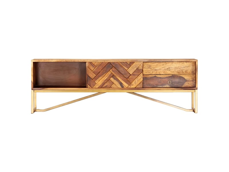  Meuble tv - banc tv - meuble de rangement 140x30x45 cm bois de sesham massif  - Conforama D