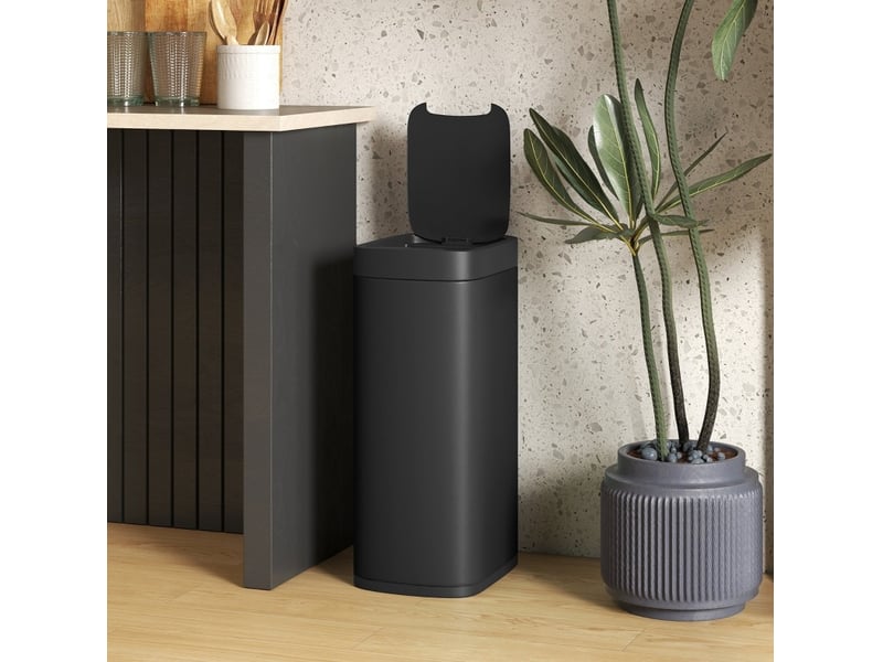  Poubelle à capteur tcqpz 50 l sans contact en métal noir 26,5 x 35,5 x 68 cm  - Conforama E