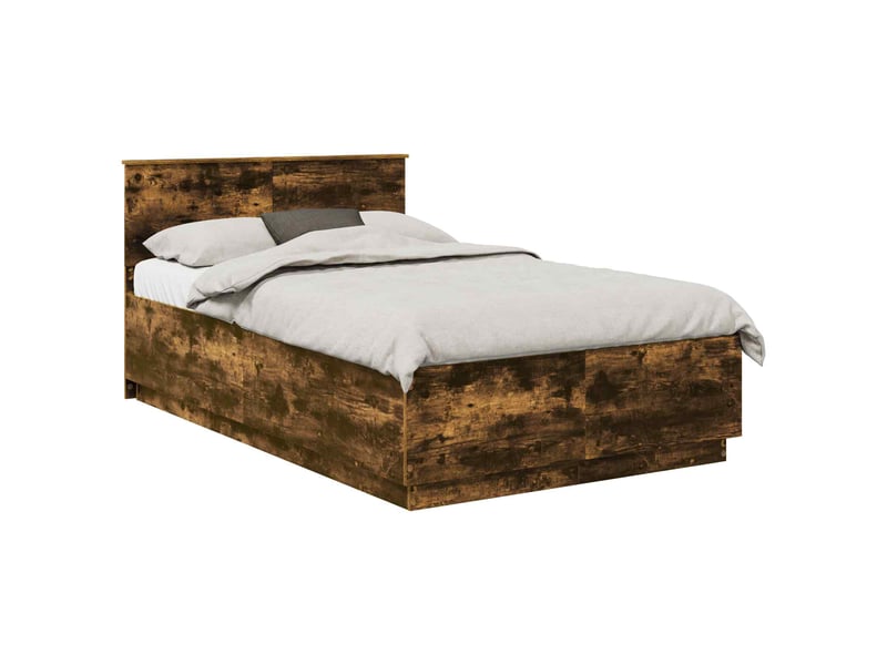  Lit double- lit adulte -  cadre de lit chêne fumé 135 x 190 cm bois d'ingénierie  - Conforama B