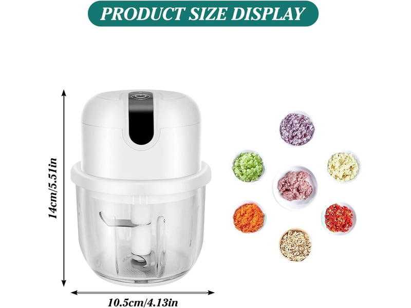  Hachoir de cuisine électrique mini coupe-oignons avec port usb hachoir à oignons 250 ml batterie rechargeable avec lame en acier inoxydable pour hache  - Conforama B