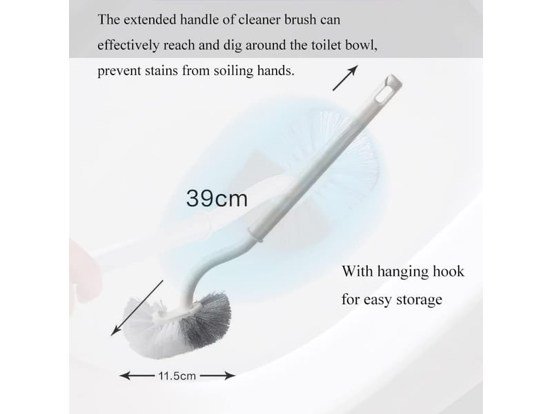  Brosse de toilette salle de bain murale toilette courbe brosse coude angle gap brosse outil de nettoyage à poils doux (poignée blanche, taille unique)  - Conforama B