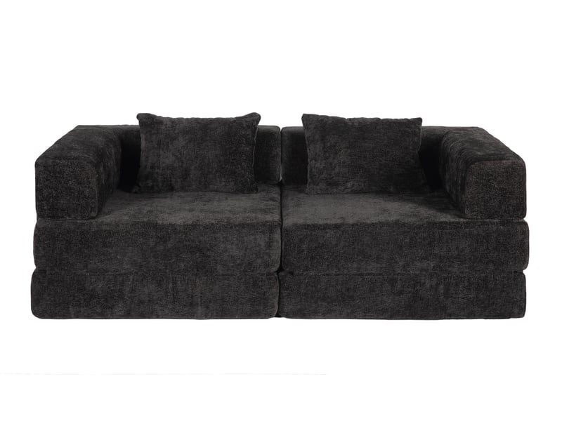  Canapé convertible 2 places - 200x100x63cm - canapé lit modulaire tissu chenille matelas ressorts ensachés - noir  - Conforama A