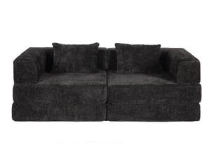 Canapé convertible 2 places - 200x100x63cm - canapé lit modulaire tissu chenille matelas ressorts ensachés - noir
