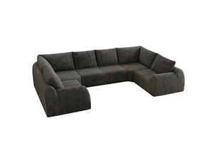 Canapé en forme de u 6 places en tissu chenille gris foncé 344cm