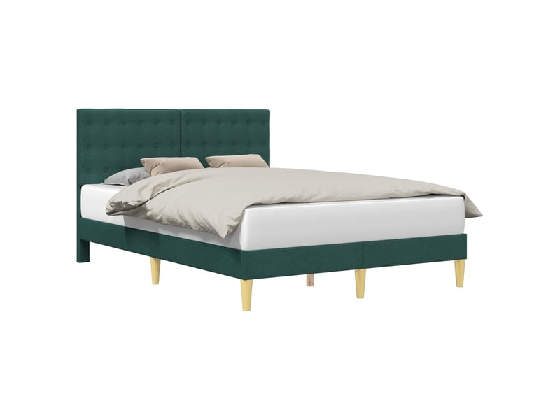  Lit double- lit adulte -  cadre de lit avec tête de lit vert foncé 120 x 190 cm tissu  - Conforama A