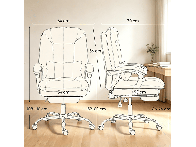  Fauteuil de bureau avec repose-pieds velours gris 64 x 70 x 108-116 cm T5828P549236 - Conforama C