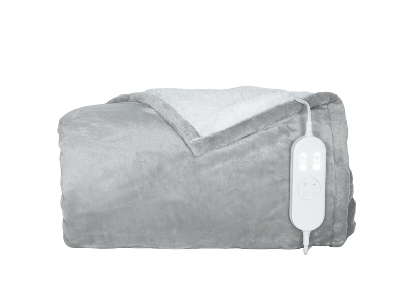  Couverture chauffante, plaid chauffant, 10 niveaux de chauffage, minuterie 10h, lavable en machine, 180x130cm, gris  - Conforama B