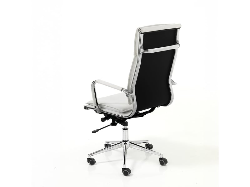 Chaise de bureau ergonomique en simili cuir avec roulettes paly - blanc  - Conforama D