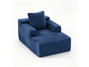 Méridienne bleu canapé moderne en velours côtelé salon design compact