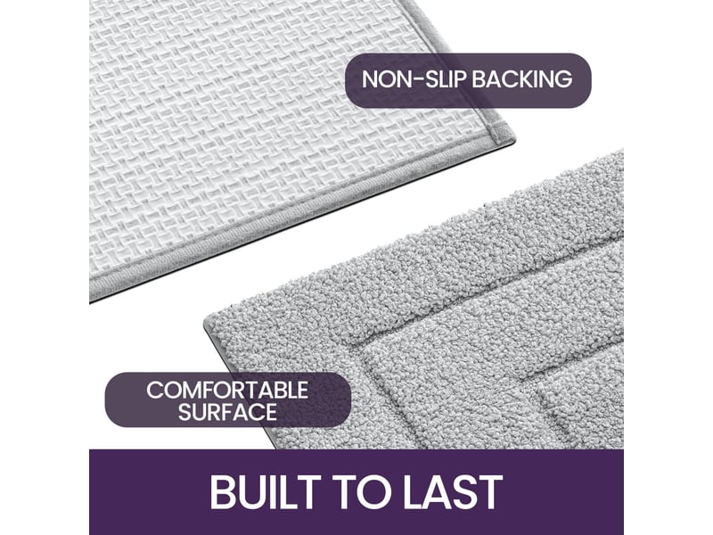  Tapis de bain 40x60 cm – antidérapant, absorbant, lavable en machine, gris clair  - Conforama D