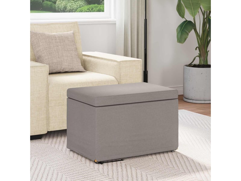  Tabouret bas, ottoman taupe 61x41x40 cm tissu et bois stratifié  - Conforama C