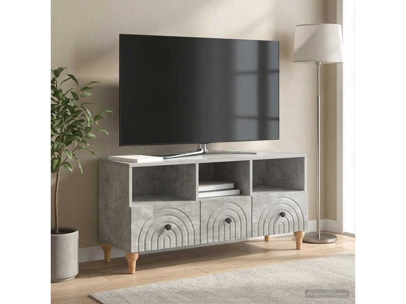  Meuble tv - banc tv - meuble de rangement 102 x 34,5 x 50 cm gris béton bois d’ingénierie  - Conforama D