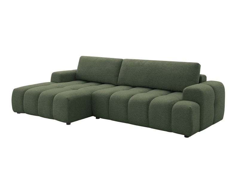  Canapé d'angle convertible avec coffre en tissu texturé vert olive berenice - angle gauche 12391-M3-VEROL - Conforama A