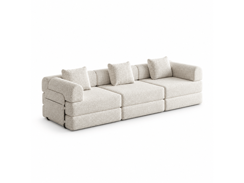  Canapé convertible 3 places 183,8x91,4x69,8 cm, modulable 2-en-1, accoudoir avec rangement, structure métallique, chenille kaki  - Conforama A