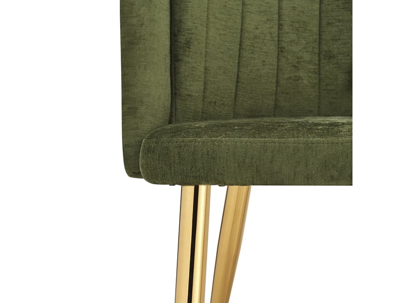  Ensemble de 4 chaises de salle à manger 58,5 x 62 x 78 cm en tissu polyester, métal et bois avec pieds réglables, revêtement vert et structure dorée chicfurn  - Conforama D