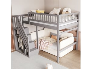 Lit mezzanine 140x200 cm <strong>OKWISH</strong>  <strong></strong> coloris gris