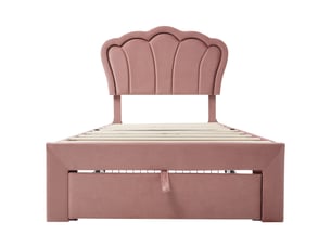 Lit avec rangement 90x200 cm coloris rose