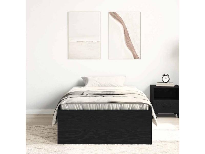  Lit simple- lit adulte -  cadre de lit sans matelas en chêne noir 90x190 cm bois d'ingénierie  - Conforama B
