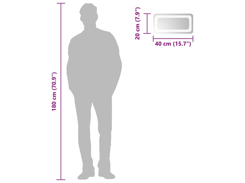 Miroir de salle de bain, miroir de toilette led transparent 40 x 20 cm verre trempé cf62573 - Conforama E