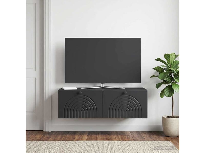  Meuble tv - banc tv - meuble de rangement mural noir 99 x 41 x 30 cm bois d'ingénierie  - Conforama B
