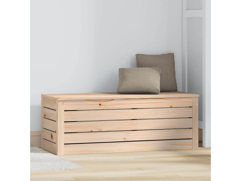  Boîte de rangement, coffre de rangement 89x36,5x33 cm bois massif de pin  - Conforama C