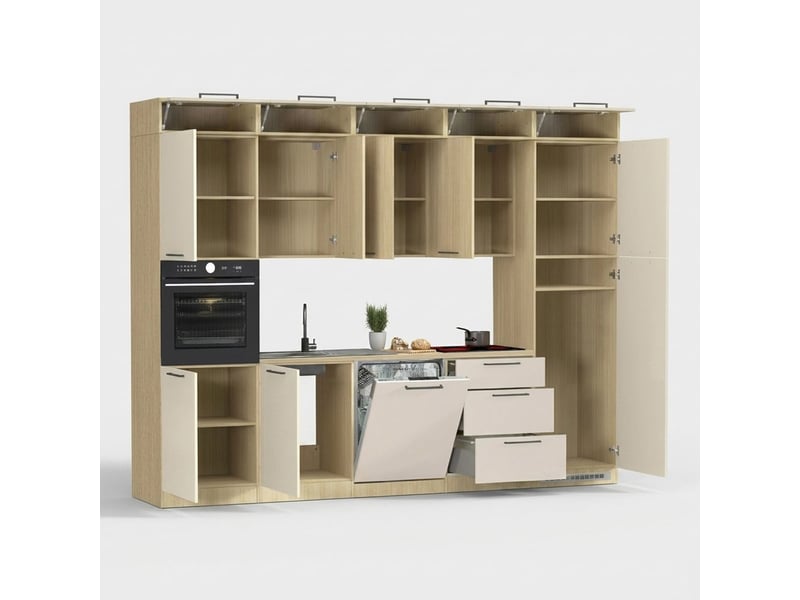  Cuisine complète linéaire moderne avec évier luna 300x232 - beige  - Conforama C