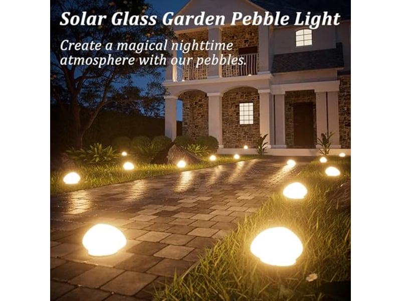  Lot de 2 galets lumineux solaires pour jardin, led étanches – décoration d'allée, pelouse et terrasse- lumière chaude  - Conforama D