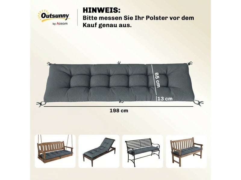  Coussin de chaise longue - gris foncé - polyester résistant - protection uv50+ - résistant à l'eau 198x65x13cm - Conforama C