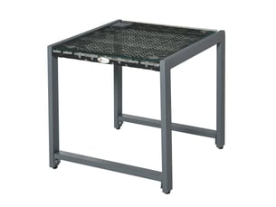Table de jardin bistrot carrée en résine tressée et verre trempé, pour balcon et terrasse, grise, 50 × 49,5 × 50 cm
