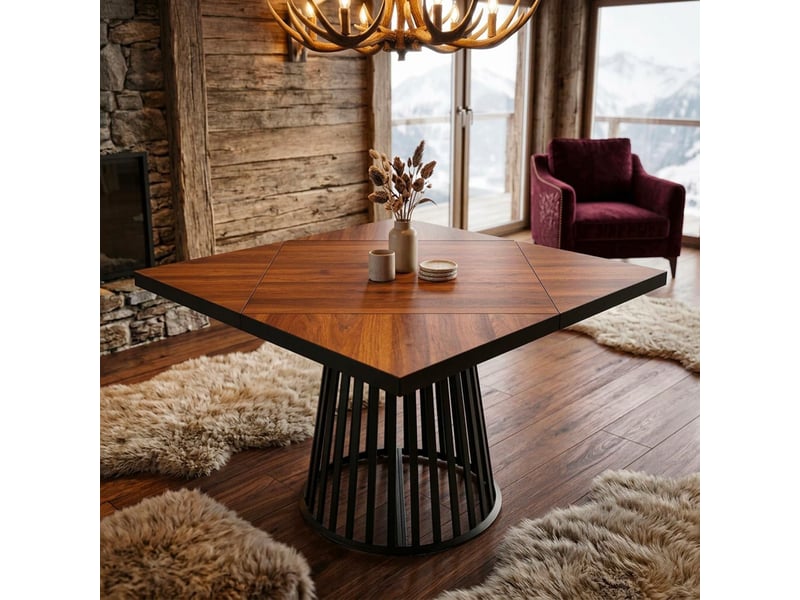  Table modulable ronde ou carrée flipflap 100cm noir ou bois noisette Flipflap - Conforama B