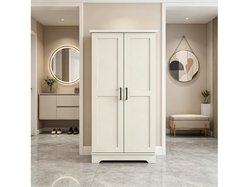 Buffet de cuisine 2 portes en mdf et panneau de particules beige, 60 x 40 x 120 cm, rangement réglable - Conforama B