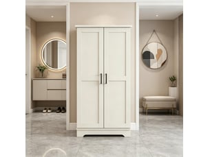 Buffet de cuisine 2 portes en mdf et panneau de particules beige, 60 x 40 x 120 cm, rangement réglable