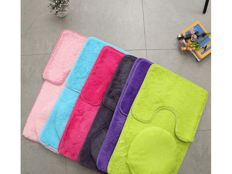  Tapis à poils longs noir salle de bain wc trois pièces tapis de sol wc absorbant et antidérapant tapis de toilette trois pièces ensemble: 50 * 80cm +  - Conforama B