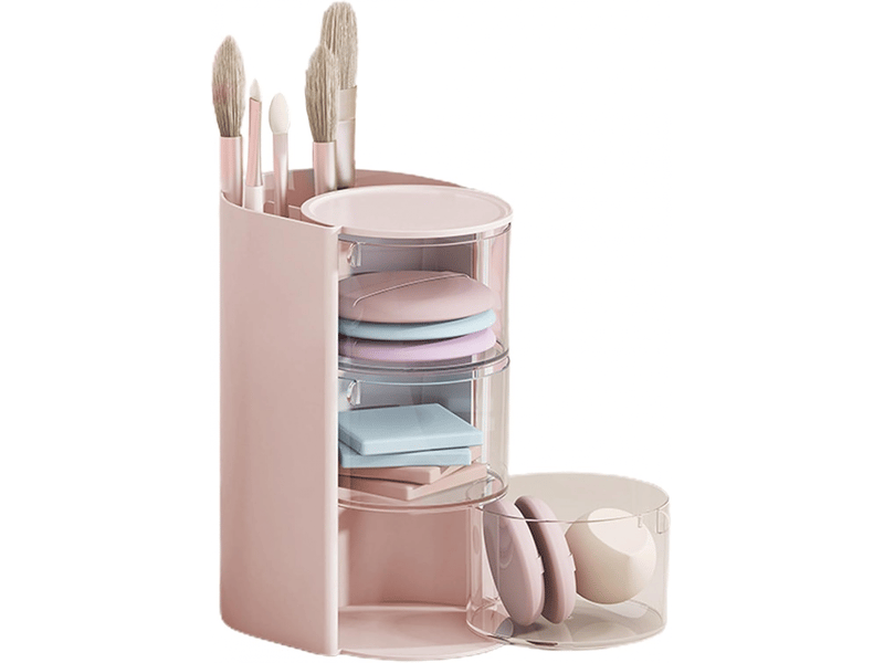 Boîte de rangement de maquillage, organiseur de cosmétiques de grande capacité, tiroir de rangement de beauté rotatif - Conforama C