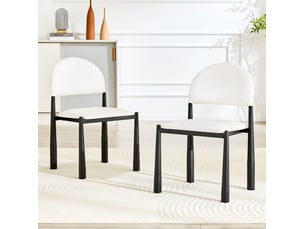 Lot de 2 chaises de salle à manger 51.6×45×80cm style contemporain dossier demi-rond en polyuréthane et acier blanc
