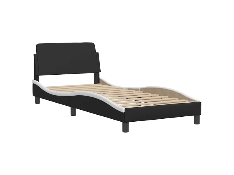 Lit simple- lit adulte - cadre de lit dover noir et blanc 80x200 cm similicuir - Conforama B