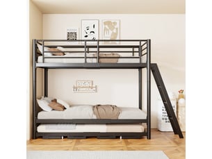 Lit superposé 90x200 cm <strong>HAUSS SPOLE</strong>  <strong></strong> coloris noir