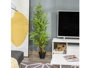 Plante artificielle bambou réaliste avec pot, feuillage détaillé en plastique, vert, ø15,5 × 120h cm