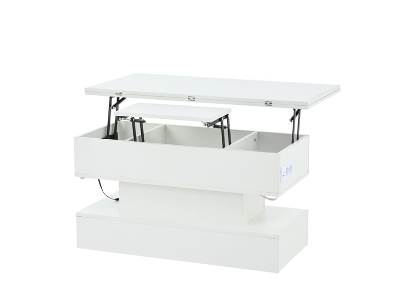  Table basse multifonctionnelle 100 x 50 x 51,5 cm avec prise électrique, ports de chargement usb-c et usb, éclairage led, table basse relevable, table d'appoint réglable en hauteur, table de salle à manger et table de canapé ave…  - Conforama E
