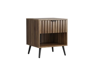 Table de chevet moderne avec tiroir et niche en mdf coloris noyer 45x40x53 cm