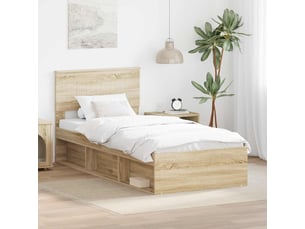 Lit adulte, lit simple, cadre de lit avec tête de lit sonoma 90x190cm pin massif cf4300