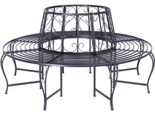 Banc d'arbre rond vintage romantique jardin 85 x 160 x 160 cm assise pour plusieurs personnes en acier noir 13_0018851